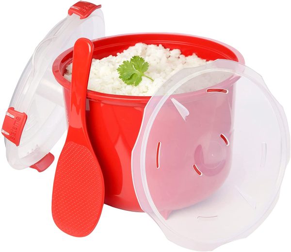 Rice Cooker, Plastic, Rosso, 2,6L - immagine 2