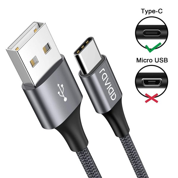 Cavo USB C, RAVIAD [4Pezzi, 0.5m 1m 2m 3m] Nylon Intrecciato Cavo USB Tipo C di Ricarica Rapida e Trasmissione per Samsung Galaxy S10/ S9/ S8 Plus, Huawei P30/ P20/ Mate20, Sony Xperia XZ (Grigio) - immagine 4