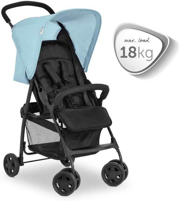 Hauck Passeggino Sport Leggero, 5.9 kg, Pieghevole Piccolo, Grande Cesto Portaoggetti, Posizione Nanna, Cappota Parasole, 18 kg Portata, Blu