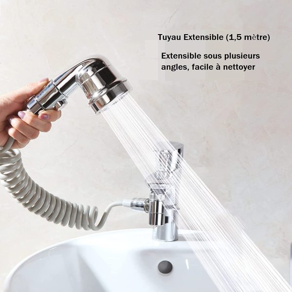 LAOYE Doccetta per Lavandino Universale Doccino per Lavandino per Lavare i Capelli Soffione Doccia per Lavandino con Tubo 1.5m e Supporto, Doccetta per Lavandino Bagno Cucina per Animali Domestici - immagine 2