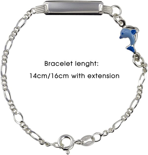 Aka Gioielli? - Bracciale Targhetta Identificativa Bambino Argento 925 con Delfino Azzurro Smaltato, Idea Regalo - immagine 3