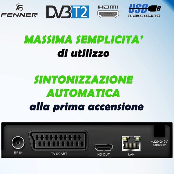 Decoder DVB-T2 HD 1080p SINTONIZZAZIONE AUTOMATICA Digitale terrestre Nuova Generazione HDMI HEVC Main 10 Bit H265 riceve TUTTI i canali gratuiti DOLBY-DIGITAL+ (GX1 (Senza Tasti sul display)) - immagine 5