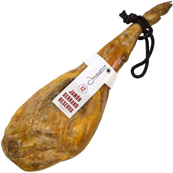 Prosciutto Spagnolo Serrano Riserva Duroc + Porta Prosciutto + Coltello 6.5 - 7 Kg - Jamon Serrano Crudo Jamonprive