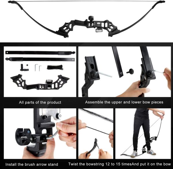 REAWOW 30 / 40LBS Set di tiro con L'Arco ricurvo, Uso per Arco ricurvo Pratica di tiro con L'Arco da Caccia all'aperto Frecce in Carbonio e parabraccio e Linguetta per Le Dita. - immagine 6