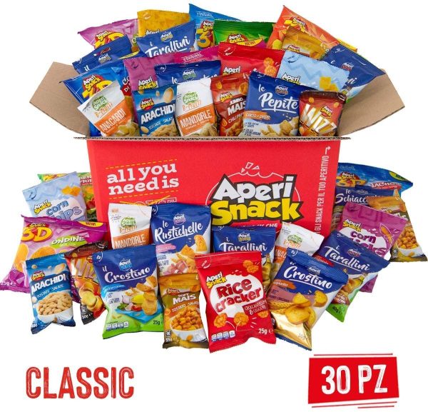 APERIBOX CLASSIC 30 - Snack salati, patatine e frutta secca racchiusi in una sfiziosa box. Ampia variet?? di stuzzichini salati per aperitivo fai da te, ottima come idea regalo - immagine 4