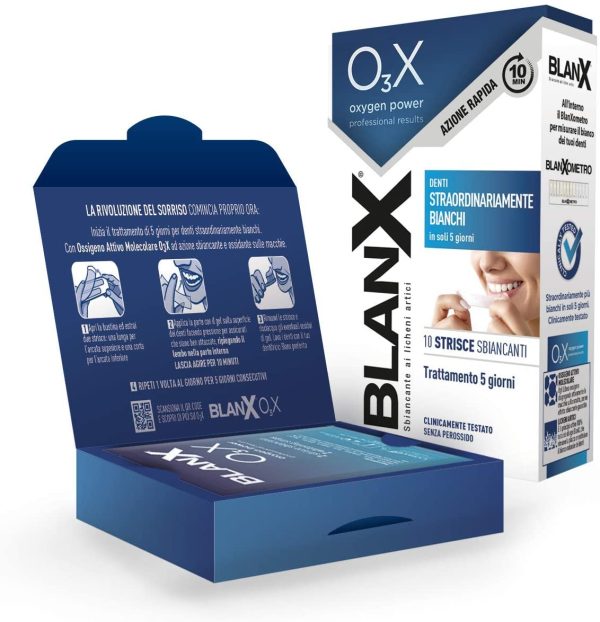 BlanX, O3X Strisce Sbiancanti, Con Ossigeno Attivo e Licheni Artici, Sbiancamento Denti, Denti Straordinariamente Bianchi - 10 Strisce - immagine 2