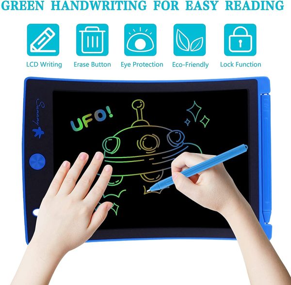 Tavoletta Grafica LCD Scrittura 8.5 Pollici,LCD Writing Tablet,Lavagna da Disegno Portatile Digitale con Pulsante di Blocco, Regali per Bambini e Adulti (Multicolore-Blu)