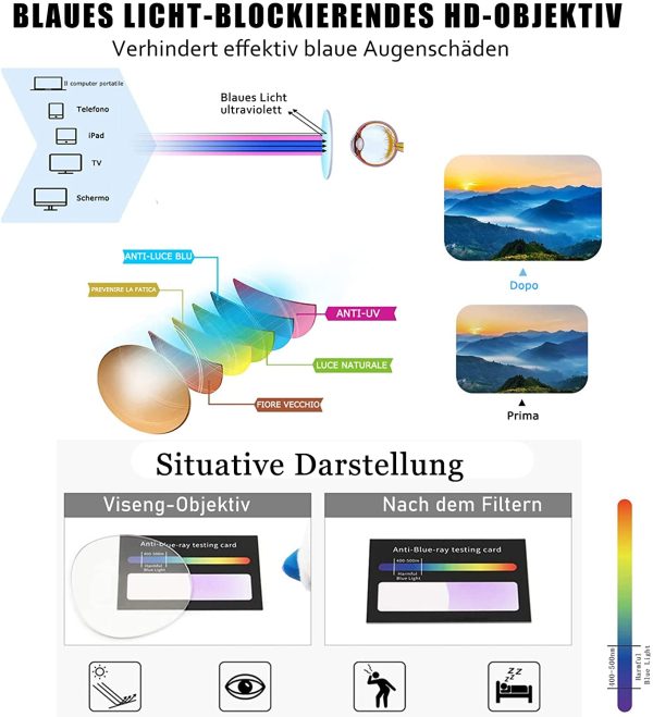 Viseng 2 Pacco Occhiali da Lettura Uomo/Donna Senza Montatura Anti Luce Blu Occhiali da Lettura Superleggero Lettori Portatili - immagine 4