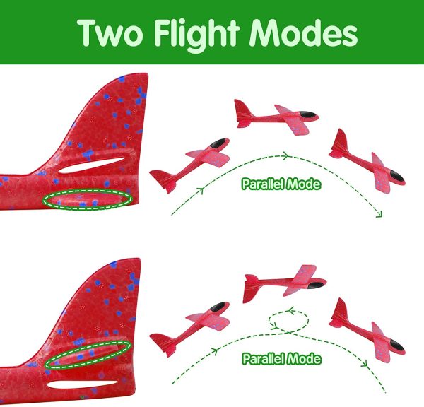 AGAKY Aliante Schiuma per Bambini,4 Pezzi Aerei Alianti in Volo 37cm Aerei di Polistirolo Grandi All'aperto Lancio Manuale Aerei da Aliante Giocattoli,Regali per Ragazzi e Ragazze - immagine 2