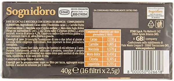 Sogni d'oro Tisana Delizie&Frutta Secca Fave cacao e nocciola con scorza di arancia, Astuccio da 16 Filtri, complemento alimentare, senza calorie. 40 gr - immagine 6