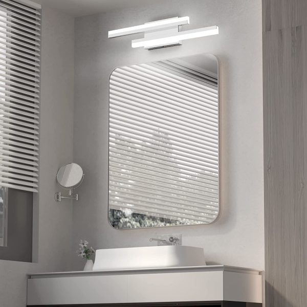 Luce da specchio LED Luce bianca fredda 6000 K Luce per bagno 56CM Luce da specchio bagno Lampada led per specchio bagno Applique da parete interno moderno led 14W IP44 Cromo - immagine 2