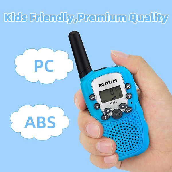 Retevis RT388 Walkie Talkie Bambini a Lungo Raggio, Torcia 8CH VOX per Ragazzi, Giocattoli per Bambini di 3-12 Anni, Regali di Compleanno per Attivit?? Indoor Outdoor (1 Coppia, Cielo Blu) - immagine 9