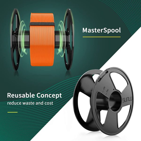 Filamento PLA 1.75mm MasterSpool, PLA Filamento Stampante 3D Riutilizzabile Spool, Precisione dimensionale +/- 0.02mm, 1kg Spool(2.2lbs), 1.75 PLA Arancia - immagine 6