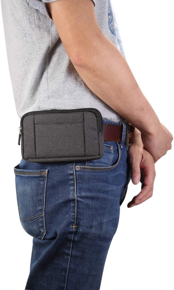 Uomo Cellulare Custodia a Sacchetto, Universale Marsupio per Cellulare, 6.5" Portacellulare Sacchetto Clip da Cintura Telefono Borsello Caso Portafoglio Sportivo Viaggio Borsa Cintura con Moschettone - immagine 3