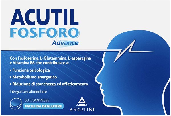 Acutil Fosforo Advance, Integratore Alimentare a Base di L-asparagina, Fosfoserina, N-acetil L-glutamina, e Vitamina B6, 50 Compresse Facili da Deglutire. - immagine 2