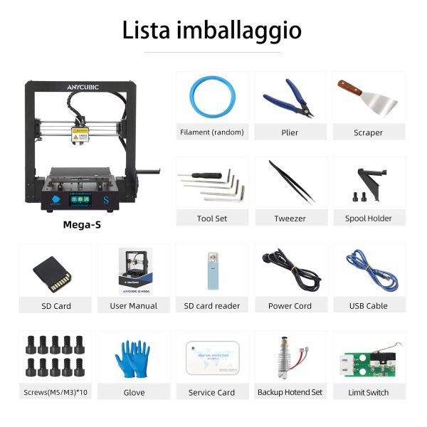 ANYCUBIC Stampante 3D Mega S, 3D Printer con Estrusore Titan Struttura Interamente in Metallo Installazione Rapida Adatto ai Principianti, Compatibile con TPU/PLA/ABS - immagine 2