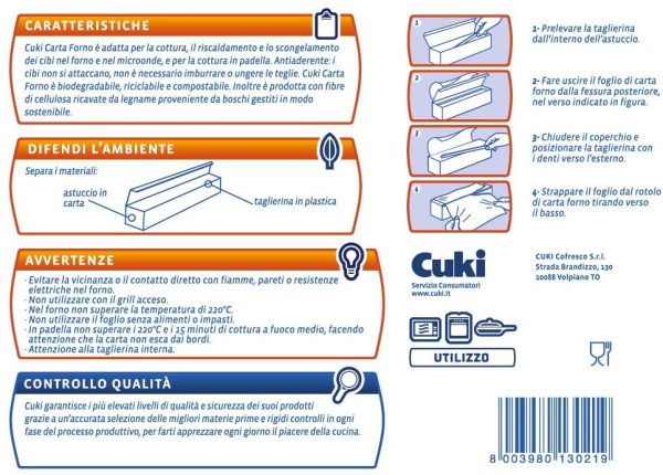 Cuki - Carta Forno Antiaderente su Entrambi Lati, con Taglierina, Formato 36x50 m - immagine 7