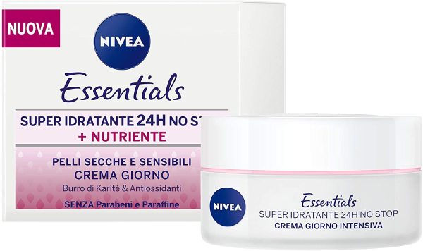 Nivea Essentials Super Idratante 24H Nutriente, Crema Giorno Viso per Pelli Secche e Sensibili, 50 ml