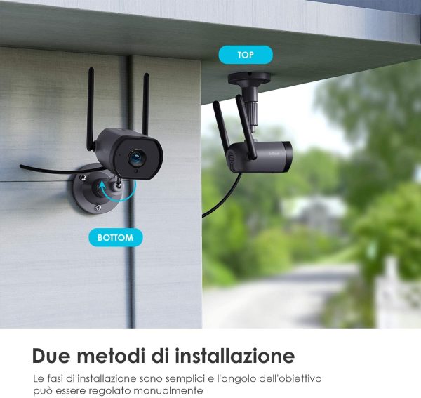 Telecamera Wifi Esterno 1080P FHD Videocamera sorveglianza Wi-Fi Interno con Rilevazione di Movimento, Visione Notturna 25m, Audio Bidirezionale, Compatibile con Scheda SD