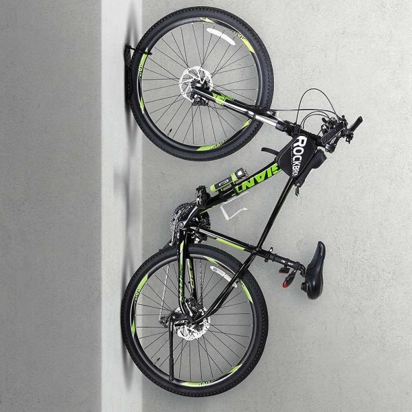 Set 2 Staffe Ganci Porta Bicicletta Bici da Parete Muro Staffa Gancio Supporto Pieghevole in Gomma Salvaspazio per Mountain Bike Superficie Antiscivolo in Acciaio per Casa Cantina Garage - immagine 4