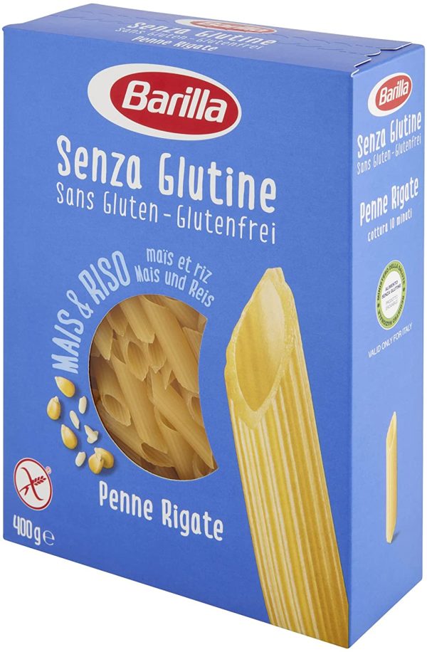 Barilla Pasta Penne Rigate Senza Glutine, Pasta Corta di Mais Bianco, Mais Giallo e Riso Integrale, 400 gr