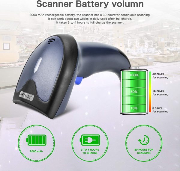 W8-X Lettore Codici a Barre 2D (2,4 G wireless e Bluetooth e cavo USB) Barcode Scanner con QR PDF417 DataMatrix Maxicode per telefoni cellulari, Android,iOS,ipad,PC,Windows,MAC OS. - immagine 6