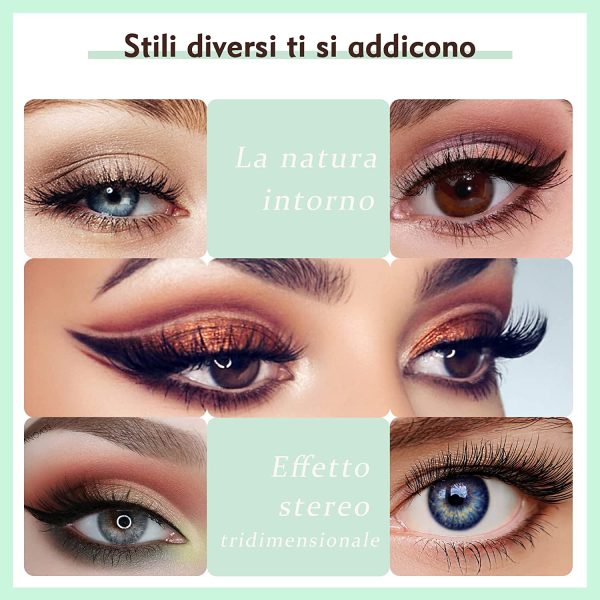 5 Paia di Ciglia Magnetiche con Eyeliner,Ciglia Magnetiche,Incluse 1 Pinza e 2 Magnetico Eyeliner,Senza Colla e Riutilizzabili,Ciglia Finte Magnetiche 3D Naturali,Impermeabili e Resistenti Macchie - immagine 6