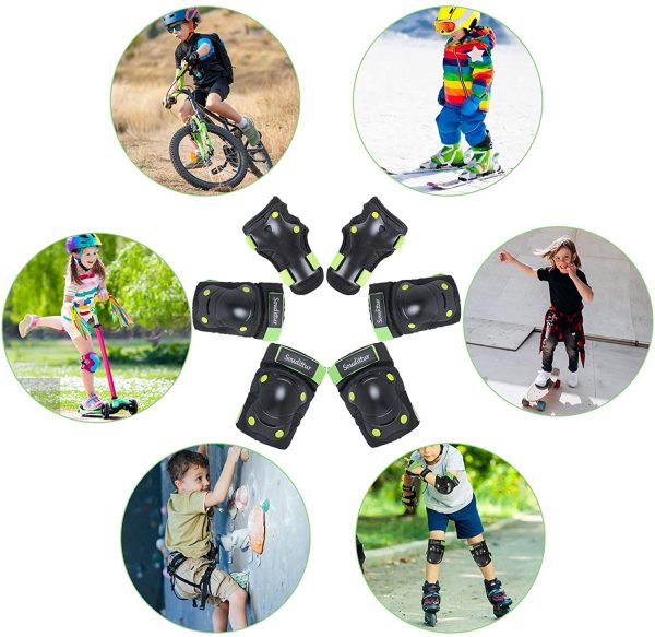 Protezioni Set per Bambini Regolabile Ginocchiere Polso Gomitiere Protettivi Sportivi per Skateboard Pattini Scooter BMX e Bicicletta Protezione Kit Bambina - immagine 2