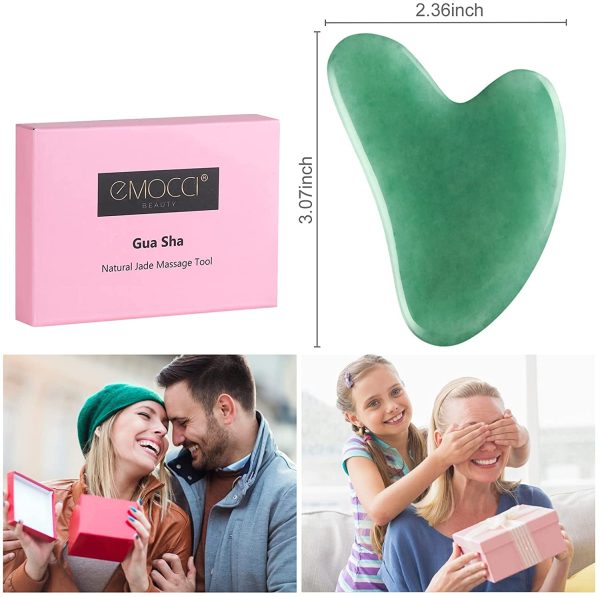 Gua Sha Jade Guasha Viso Pietra di Giada Naturale Fatto a Mano Massaggio Viso Rassodare La Pelle Antiet?? e Riduzione Delle Rughe Su Viso e Collo - immagine 7