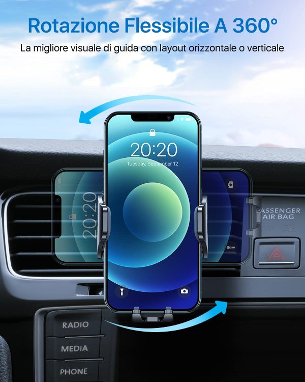 andobil Supporto Cellulare Auto [Stabile e Antiurto] Design Brevettato con Clip Girevole a 360?? Porta Cellulare da Auto per Tutti Gli Smartphone, ad esempio iPhone Samsung Huawei Realme Xiaomi - immagine 5