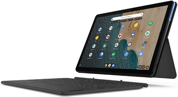 IdeaPad Duet Chromebook 2-in-1 - Display 10.1'' Full HD (Processore MediaTek P60T, Storage 128GB, RAM 4GB, Wi-Fi+Bluetooth, ChromeOS)  Keyboard, Blu Ghiaccio/Grigio Ferro [CB] - immagine 3