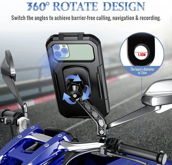 Universale Supporto Telefono Moto Scooter Impermeabile Porta Cellulare Moto Retrovisore Rotazione di 360?? Anti Vibrazione Supporto Cellulare Moto Con Touch Screen, Fingerprint & Face ID - immagine 5