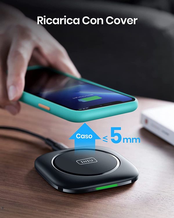 15W Caricatore Wireless, Ricarica Rapida Wireless con funzione Temp??Guard per iPhone 13 12 Pro Max Xr Xs X 8 Plus, Samsung Galaxy S21 S20 S10 S9 Note20 ultra 5G AirPods Huawei Xiaomi Google ECC.