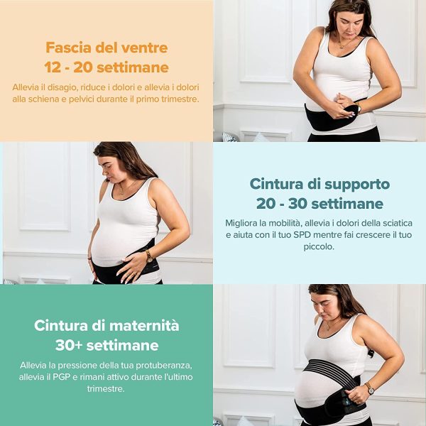 BABYGO 4-1 Cintura di maternit??, Sostegno Gravidanza, Supporto Premaman, Fascia per la Pancia di Post Parto - per Dolore alla Schiena, Bacino, Pelvico, Sciatica, Sinfisi Pubica + E-Book di Gravidanza - immagine 2