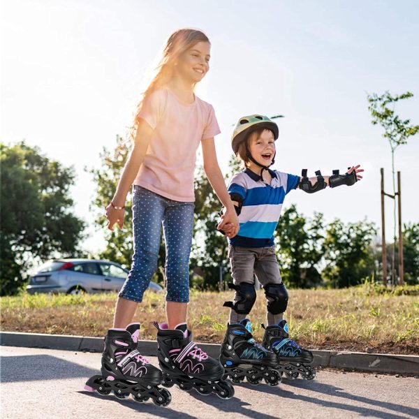 Pattini in Linea per Bambini Idee Regalo Bambini Compleanno, Regolabile Pattini a Rotelle con Ruote Illuminanti, Traspiranti e Confortevoli Rollerblades per Ragazzi Ragazze - immagine 3