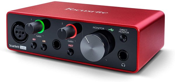 Focusrite MOSC0024 Scarlett Solo 3rd Gen - Interfaccia audio USB da 2 ingressi e 2 uscite, Chitarra/Basso & Amazon Basics Cavo XLR intrecciato per microfono | 3 metri - immagine 5