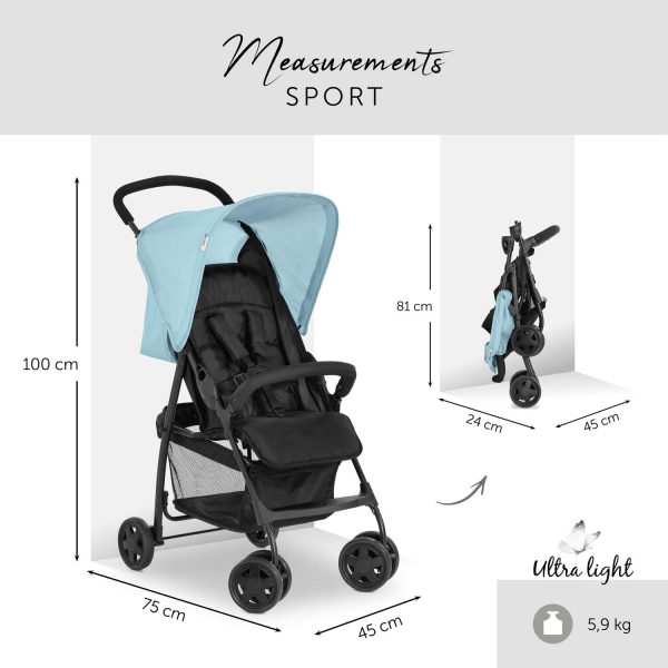 Hauck Passeggino Sport Leggero, 5.9 kg, Pieghevole Piccolo, Grande Cesto Portaoggetti, Posizione Nanna, Cappota Parasole, 18 kg Portata, Blu - immagine 2