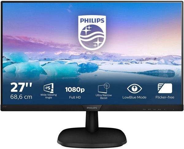 Philips 273V7QDSB Monitor 27" LED IPS Full HD, 4 ms, 3 Side Frameless, Low Blue Mode, Flicker Free, HDMI, DVI, VGA, Attacco VESA, Nero - immagine 6