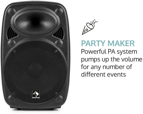 AUNA Streetstar 12 - Set Cassa Trolley + Custodia, Impianto Karaoke Portatile, 2 Microfoni Wireless, 40 Watt RMS, Subwoofer 12", Bluetooth, Porta USB SD MP3, OUC, AUX, Nera - immagine 2