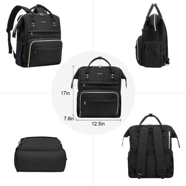 Zaino Porta PC Donna, Zaino Antifurto Impermeabile Donna, Zaino per Laptop Portatile 17 Pollici, Zaino per Viaggi Affari, Nero - immagine 5