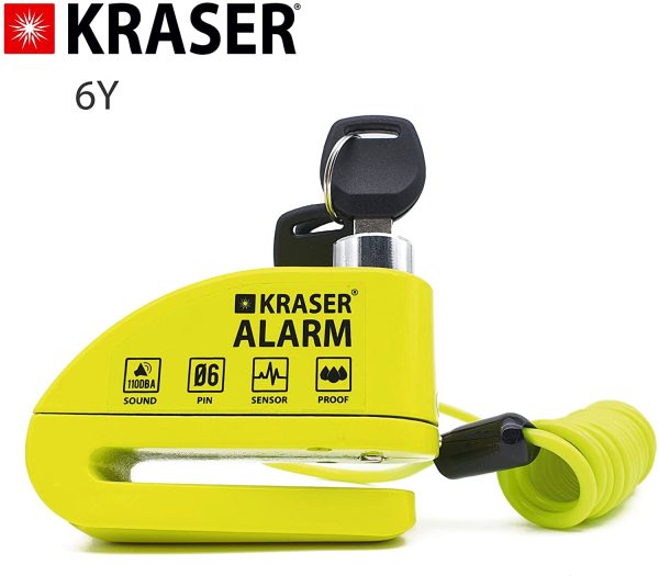 KRASER 6Y Antifurto Moto Allarme Lucchetto Bloccadisco Certificazione, Reminder Cavetto + Borsa Trasporto, Blocco Disco Avviso Universale Motocicletta Scooter Bicicletta Monopattino Elettrico, 110dB - immagine 5