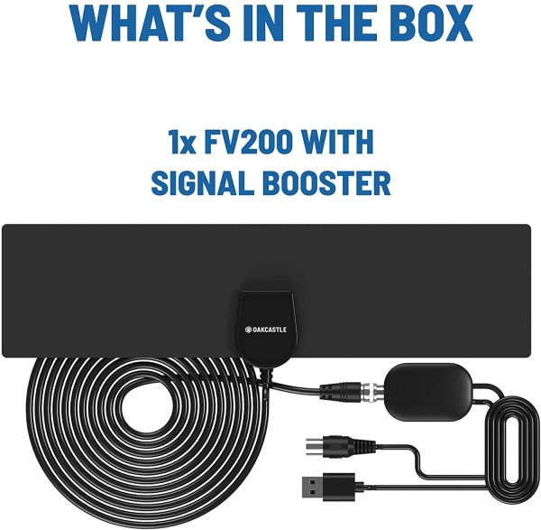 FV200 Antenna TV interna per digitale terrestre con amplificatore/ripetitore integrato, portatile, ideale come antenna per interni quali casa, camper e camion - immagine 5