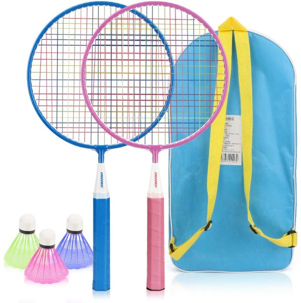 Powcan Badminton Set per Bambini Leggero Badminton Kit per Bambini Badminton Giocattoli con 2 Badminton e 3 volani - immagine 5