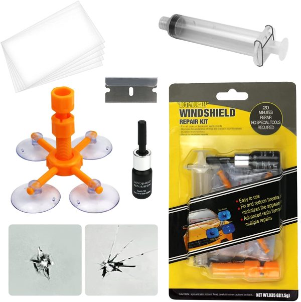 Kit Riparazione Parabrezza Auto,Kit Riparazione Vetro Auto con Riparazione Resina e Siringhe a Pressione,Kit Riparazione Parabrezza per Riparare Le Incrinature, Scheggiature, Fessure e Graffi - immagine 3