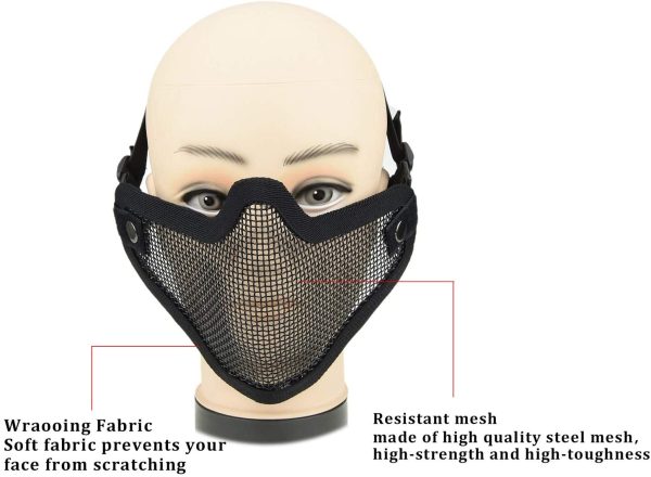 SIVENKE - Maschera tattica per softair, in metallo, per paintball, protezione viso - immagine 3