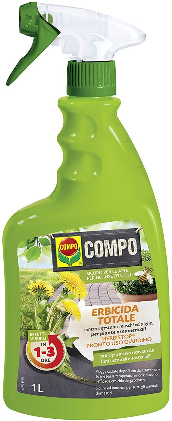 COMPO Erbicida Totale HERBISTOP Pronto Uso Giardino PFnPO, Per Piante Ornamentali, Contro Infestanti, Muschi e Alghe, 1 l - immagine 4