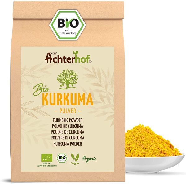 Polvere di curcuma biologica 500g | radice di curcuma macinata | come spezia per pasta o curcuma latte | naturale vom-Achterhof - immagine 3