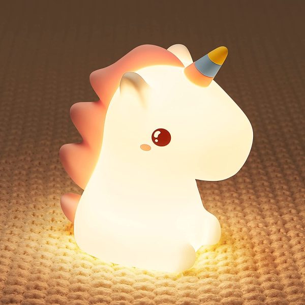 Luce Notturna Bambini, Unicorno Bambina Regalo Battesimo,16 Multicolori Silicone Lampada Notturna per Bambini, USB Ricaricabile LED Luci Notturne per Bambini Cameretta Bambina Regalo Neonato - immagine 5