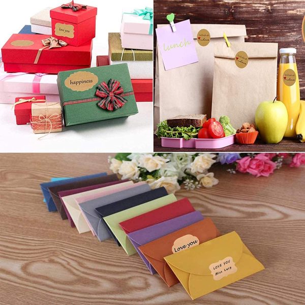 Etichette Personalizzate, 900 Pezzi Etichette Adesive in Carta Kraft di Carta Impermeabili, Impermeabili e Iutilizzabili, per Decorare Barattoli, Vino, Casa e Ufficio Tag, Decorazioni Regalo - immagine 2