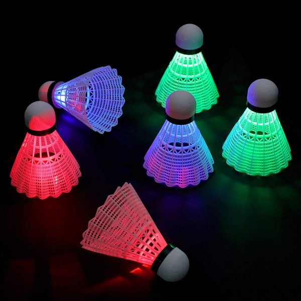 XiYee Badminton Sport, 6 Pezzi Palline da Badminton a LED, Volani in Nylon Badminton Shuttlecock, Badminton Colorato, Durevole Badminton con Piuma per Interni, Esterni, Sport, Allenamento, Esercizio - immagine 2